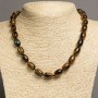 Necklace of natural Tiger's Eye, "Barrel" 10x14 mm, length 45-48 cm +