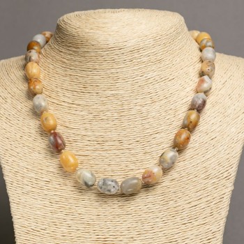 Picasso Jasper Necklace "Barrel", diameter 10x14 mm, length 45–47 cm+