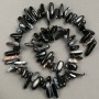 String of natural black agate chips 'Needle', diameter 10-20×3-7mm, length 41 cm +