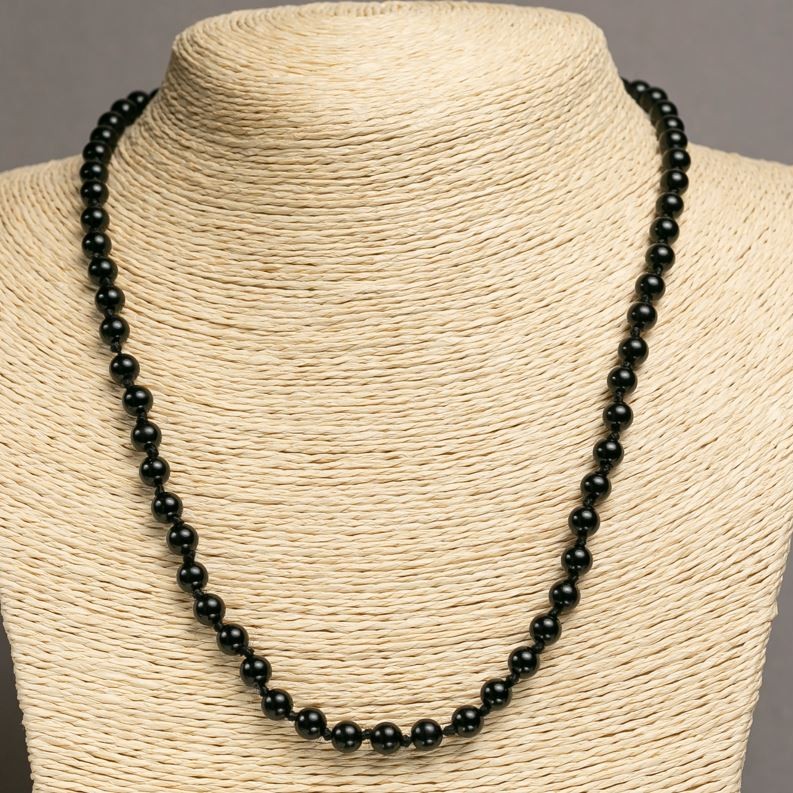 Agate Bead Necklace, Smooth Round Beads, 6mm Diameter, 47–50 cm Length