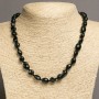 Beaded necklace, natural stone Black Agate, faceted, diameter 7–10x9–13 mm, length 47–49 cm