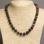 Brown Agate Bead Necklace - Matte Smooth Round Beads, 10 mm Diameter, Length 46–48 cm