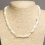 Natural White Mother-of-Pearl Necklace with Faceting, Bead Diameter 15×8 mm, Length 45–48 cm +