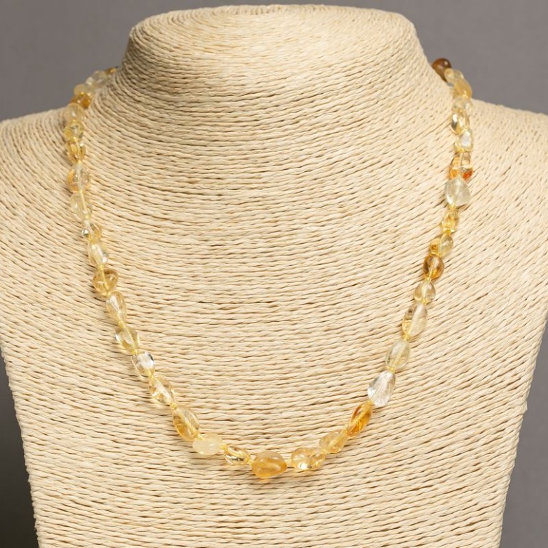 Faceted Citrine Necklace, 8x6 mm diameter, length 48-50 cm +