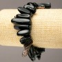 Bracelet Black Agate Chip 'Needle', diameter 10-20×3-7mm, length 18cm +