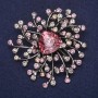 Large Brooch Accent with Rhinestones and Stone, Lilac Gray Color, 56×58 mm, Silver-Toned Metal