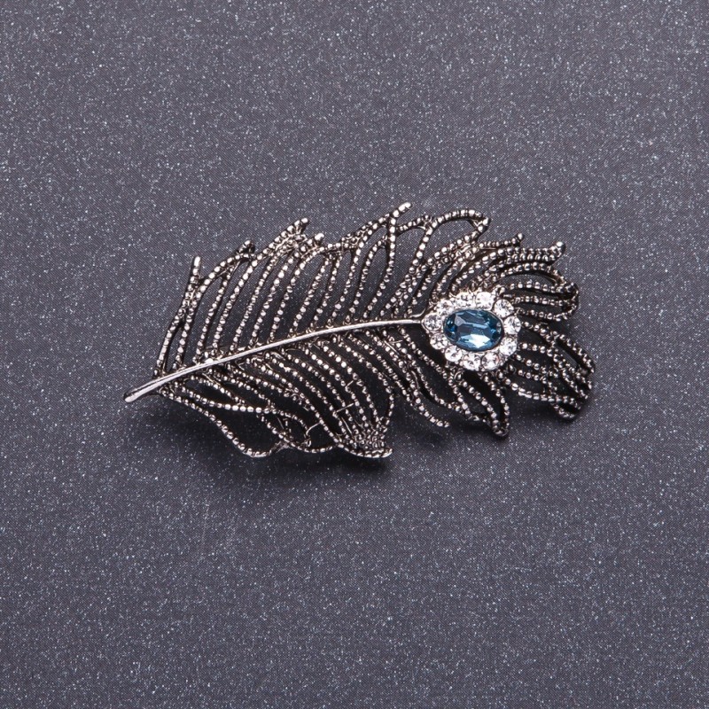 Brooch 'Silver Feather' metal color silver 5x2.5 cm