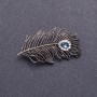 Brooch 'Silver Feather' metal color silver 5x2.5 cm