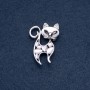 Brooch 'Kitty' with White Cat's Eye, Silver-colored Metal, 30×45 mm