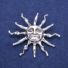 Sun Pendant Brooch 53x62 mm, silver metal