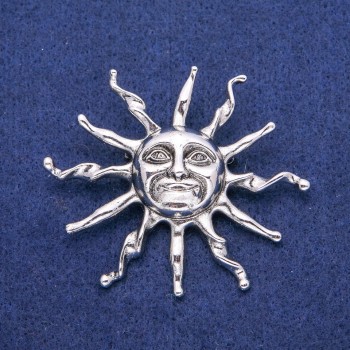 Sun Pendant Brooch 53x62 mm, silver metal