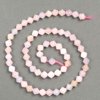 Morganite Beads on a Thread of Natural Gemstone, Faceted Rhombus Shape, Diameter 6.5×6 mm (±), Length 38 cm +