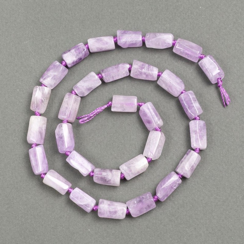 Amethyst natural gemstone beads, faceted cylinder, diameter 13x7 mm, thread length 43 cm