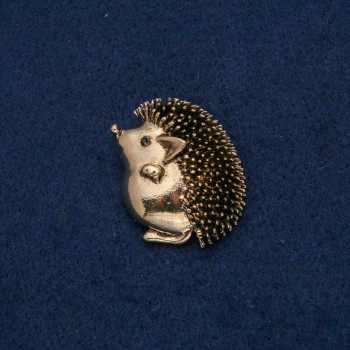 Brooch-pendant Hedgehog, gold-toned metal with black rhinestone, 37×30 mm +