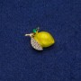 Lemon Pin with Crystals and Enamel 16x24, Gold-Tone Metal