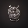 Owl Brooch with Silvered White Crystals 3.5 cm