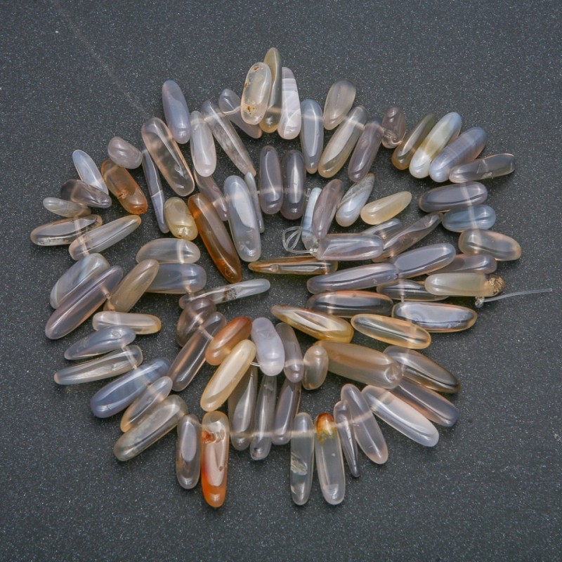 Thread of smoky agate chip "Needle", diameter 20x7 mm, length 41 cm +