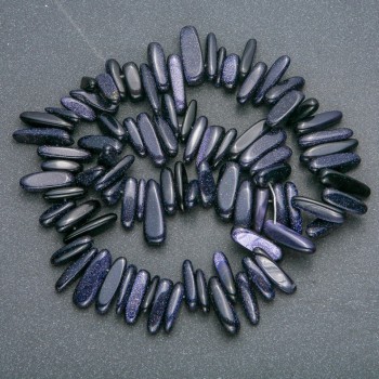 Thread of natural Aventurine Night Cairo chip 'Needle', diameter 20x6mm, length 41 cm +