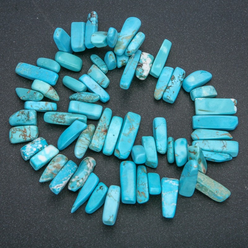 Natural stone thread Howlite turquoise-look chip 'Needle', diameter 26x6mm, length 41cm +