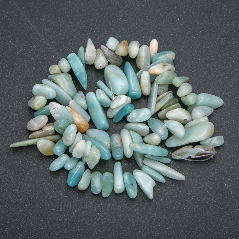 Bead strand of natural amazonite, chip, diameter 15x6 mm, length 42 cm +