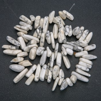 Natural Howlite Nugget Thread 'Needle', 20x8mm diameter, 40cm length +