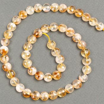Natural Citrine Bead Strand, Faceted Coin Beads, 8x5 mm, 40 cm Length +