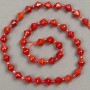 Beads on a thread, natural carnelian, faceted diamond 8x8 mm, length 38 cm +/- (seed bead insert 3x3 mm)