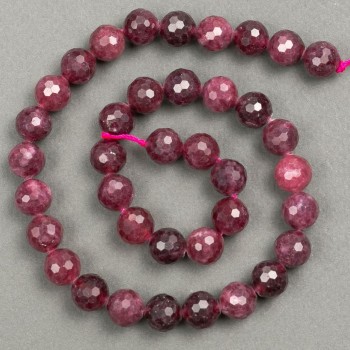 Faceted round tourmaline beads, 10 mm diameter + -, length 38 cm +