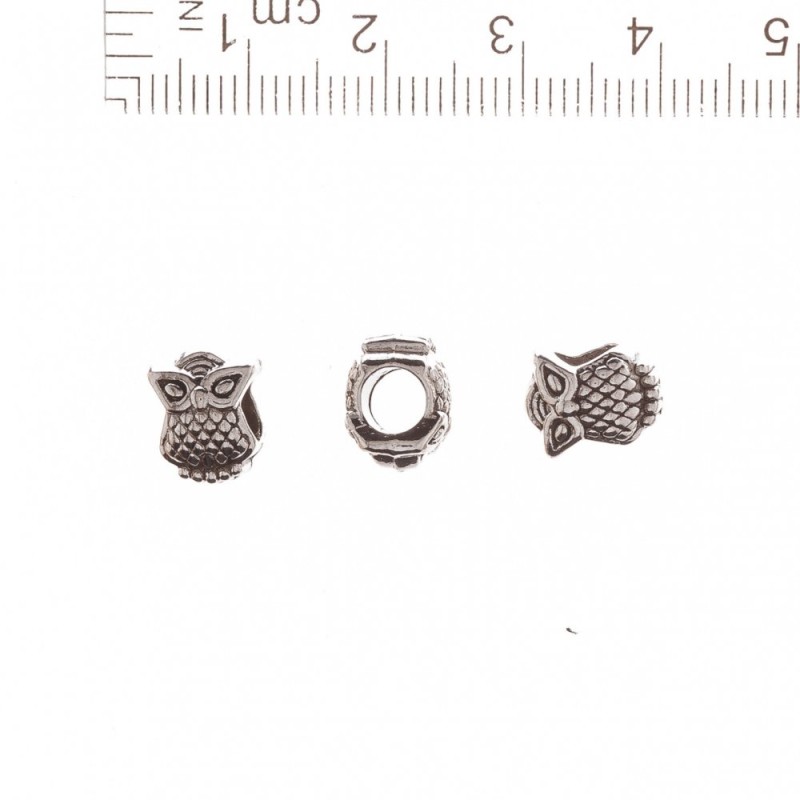 Pandora Owl Bead 10x8mm, hole diameter 5 mm, packaged 20 g ± 13 pcs