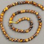 Tiger's Eye Beads on Thread, Faceted Cube 5x5 mm, Length 39 cm +