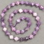 Lepidolite Beads on Thread, Natural Stone, Faceted Rhombus, Ø 8.5 × 8.5 mm, Length 39 cm ± (Seed Bead Inset 3 × 3 mm)