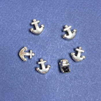 Sale! Pandora Findings Bead Insert 'Anchor' 12x13mm, hole diameter 5mm, weight 20 g, +/- 8 pcs