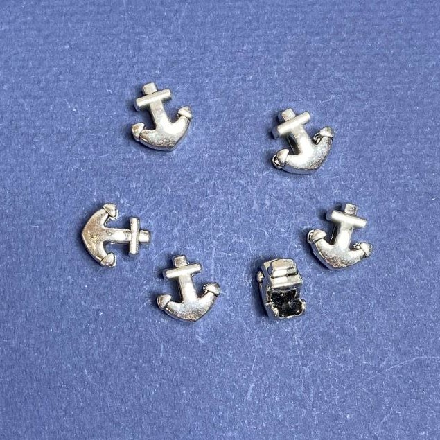 Sale! Pandora Findings Bead Insert 'Anchor' 12x13mm, hole diameter 5mm, weight 20 g, +/- 8 pcs