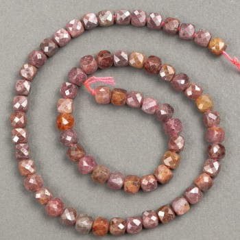 Beads on a Thread of Natural Stone, Faceted Cube Tourmaline 6x6 mm, Length 40 cm +