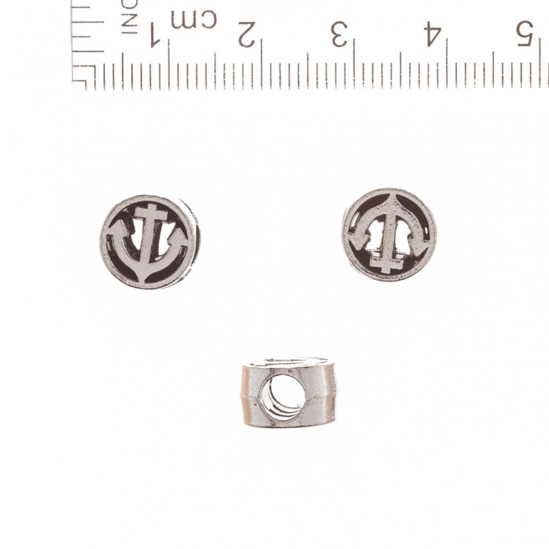 Discount! Pandora Bead 'Anchor in Circle' 10mm, hole diameter 5mm, faceted 20 g +/- 9 pcs