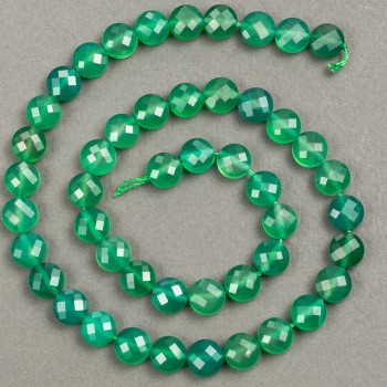 Chrysoprase natural stone bead strand, faceted coin beads, diameter 8x5mm, length 39cm +