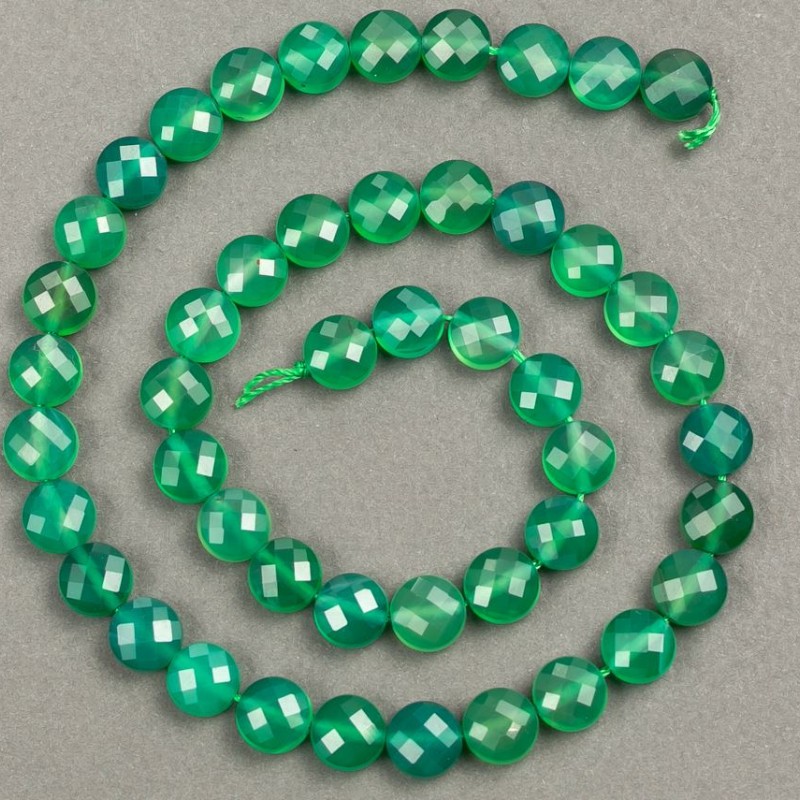 Chrysoprase natural stone bead strand, faceted coin beads, diameter 8x5mm, length 39cm +