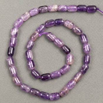 Amethyst natural gemstone beads 'barrel-shaped', diameter 6x9mm, length 39 cm +
