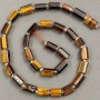 Beads on thread, natural Tiger's Eye, faceted 11x7 mm, length 40 cm+