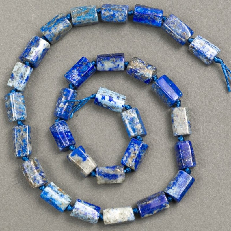 Beads on thread, natural stone Lazurite, faceted, d12-11×8-7 mm, strand length 40 cm+
