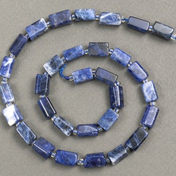 Sodalite Beads on Thread, Natural Stone, Faceted 11×7 mm, Length 38 cm ± (with seed beads 3×2)