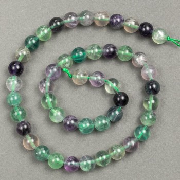 Natural fluorite gemstone beads on thread, 8mm diameter, 39cm length +