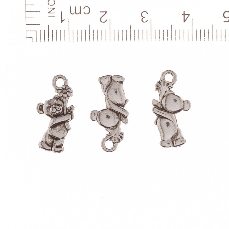 Bear Cub Pendant with Flower, 19×10 mm, packaging 20 g ± 21 pcs