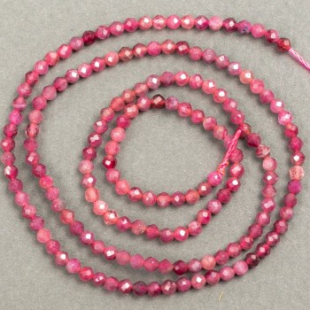 Natural Tourmaline gemstone faceted beads on thread, diameter 2mm+-, length 40cm +