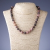 Rhodonite stone necklace, 10 mm diameter, cord length 46–48 cm+