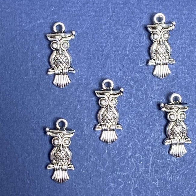 Sale! Jewelry Findings: Owl on a Branch Pendant, 2 cm, 20 g packaging, ±12 pcs