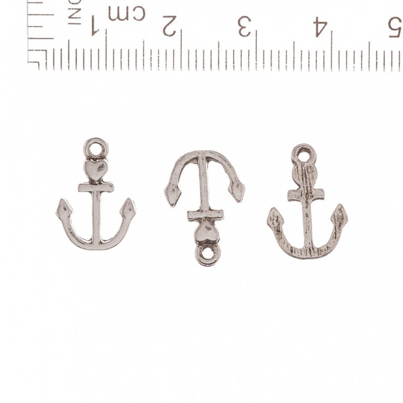Hardware Pendant: Anchor with Heart, 15x11 mm, packaging 20 g, +/- 31 pcs