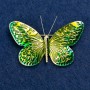 Brooch 'Butterfly' green enamel, gold-tone metal, 55x39 mm
