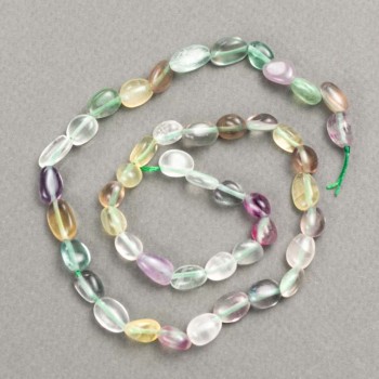 Natural fluorite beads on a polished thread, diameter 7–12×6–7 mm, length 40 cm