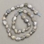 Labradorite natural stone beads on galvanised thread, diameter 7–9×8–14 mm, length 40 cm+
